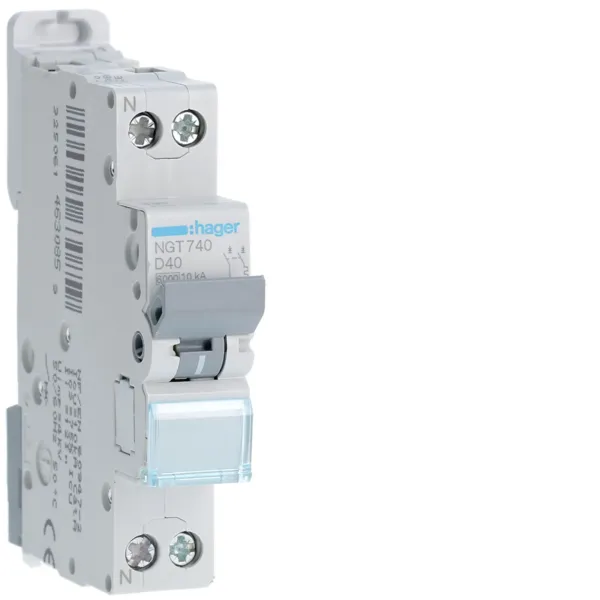 Circuit breaker 1P+N 40A D 6/10kA 1M image 1