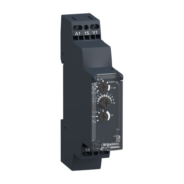 Harmony, Modular timing relay, 8 A, 1 CO, 0.1 s..10 h, multifunction, spring terminals, 24 V DC / 24...240 V AC/DC image 1