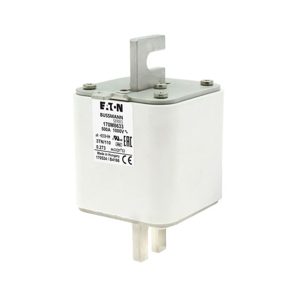 Fuse-link, high speed, 500 A, AC 1000 V, DIN 3, 74 x 90 x 139 mm, aR, DIN, IEC, single indicator image 9