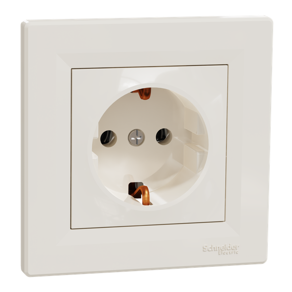 Asfora - single socket outlet with side earth - 16A cream image 4