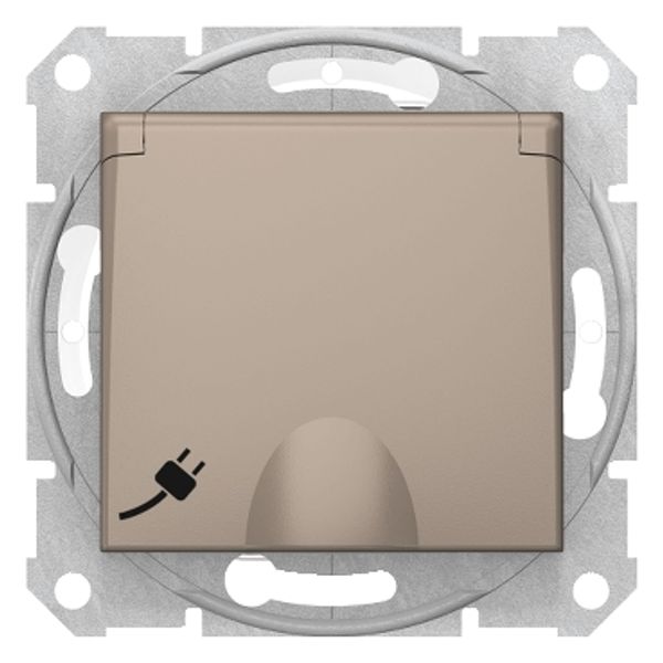 Sedna - single socket outlet, side earth - 16A IP44 shutter, lid, wo frame titan image 1