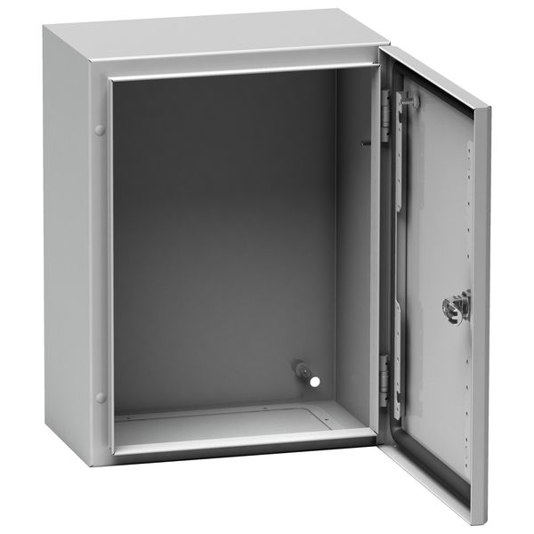 Spacial S3D plain door w/o mount.plate. H400xW400xD200 IP66 IK10 RAL7035. image 1