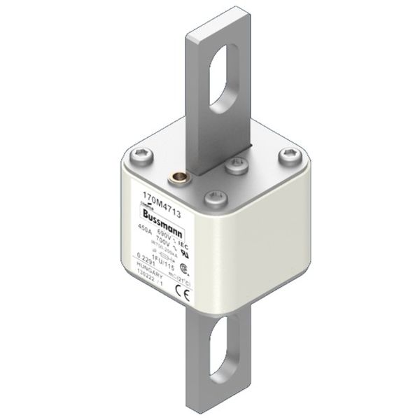 Fuse-link, high speed, 450 A, AC 690 V, size 1, 53 x 69 x 136 mm, aR, IEC, UL image 2