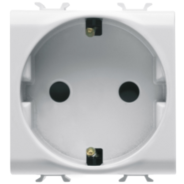 GERMAN STANDARD SOCKET-OUTLET 250V ac - FRONT TIGHTENING TERMINALS - 2P+E 16A - 2 MODULES - GLOSSY WHITE - CHORUSMART image 1