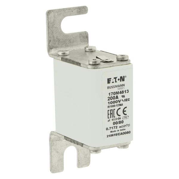 Fuse-link, high speed, 200 A, AC 1000 V, size 00, 30 x 47 x 98 mm, aR, DIN, IEC, single indicator image 18