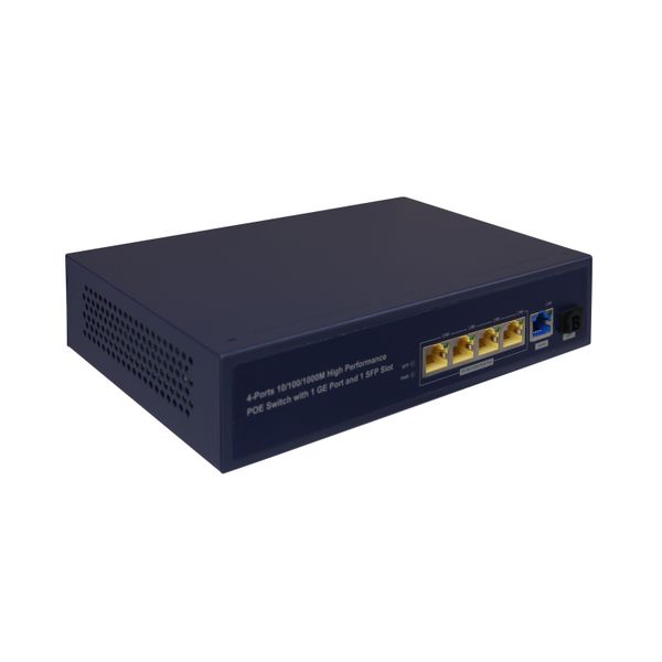 Switch POE 6 ports gigabit with 1 uplink port and 1 SFP fiber port image 1