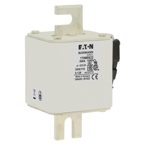 Fuse-link, high speed, 800 A, AC 1000 V, DIN 3, 74 x 92 x 138 mm, aR, DIN, IEC, single indicator image 20