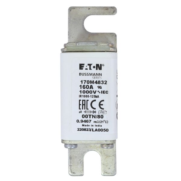 Fuse-link, high speed, 160 A, AC 1000 V, size 00, 30 x 47 x 98 mm, aR, DIN, IEC, type T indicator image 9