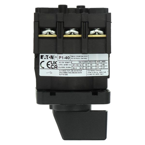 On-Off switch, P1, 40 A, flush mounting, 3 pole, with black thumb grip and front plate image 14
