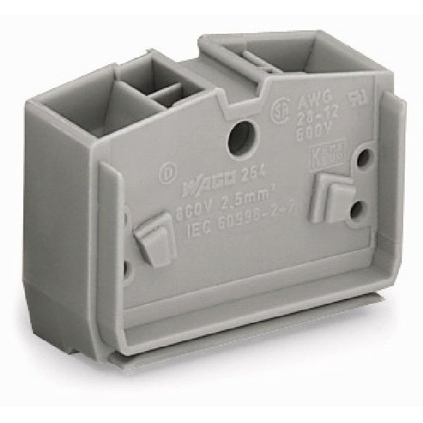 4-conductor center terminal block without push-buttons 1-pole gray image 1