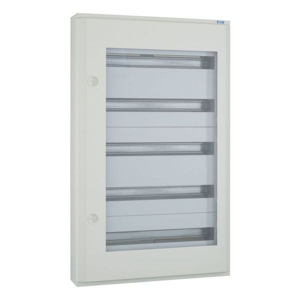 Complete surface-mounted flat distribution board with window, white, 24 SU per row, 5 rows, type C image 6