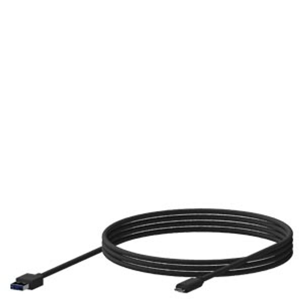 USB cable, length 2 m, USB-A to USB-C connector image 1