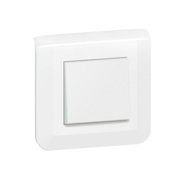 Mosaic 10A white switch or two-way switch complete with plate and screw fixing image 1