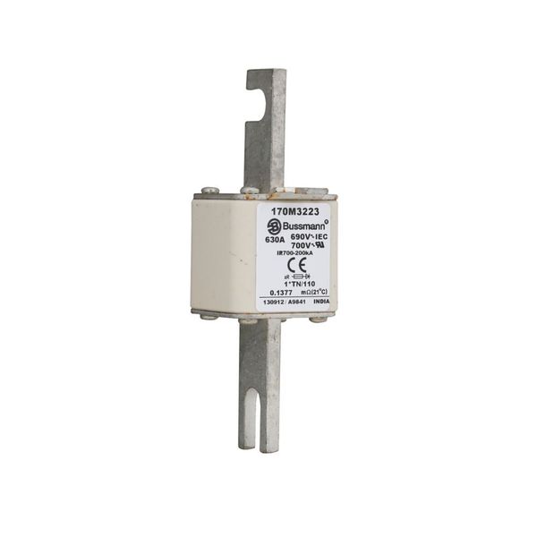 Fuse-link, high speed, 630 A, AC 690 V, compact DIN 1, 45 x 58 x 134 mm, aR, DIN, IEC, single indicator, 80 mm centres image 7