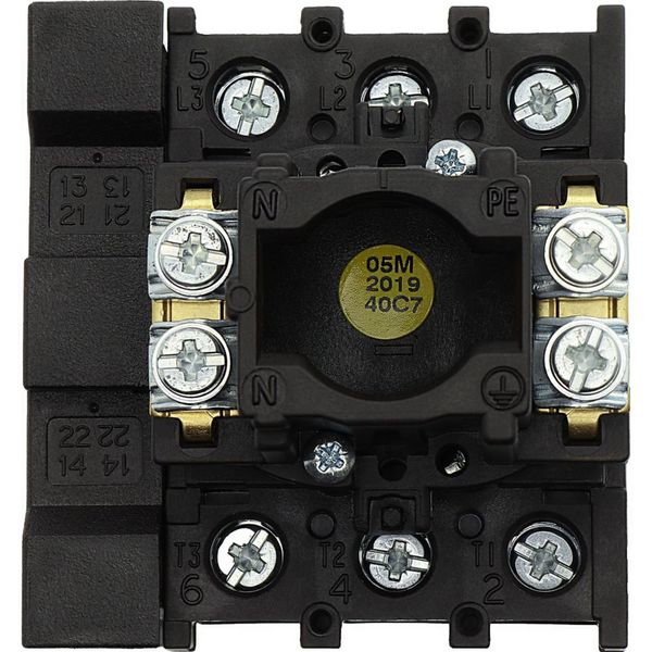 Main switch, P1, 32 A, flush mounting, 3 pole, 1 N/O, 1 N/C, STOP function, With black rotary handle and locking ring, Lockable in the 0 (Off) positio image 32