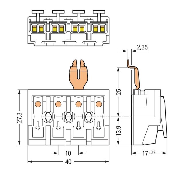 Lighting connector push-button, external with angled snap-in ground co image 4