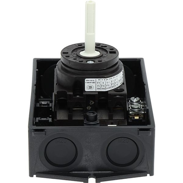 Main switch, T0, 20 A, surface mounting, 1 contact unit(s), 2 pole, STOP function, With black rotary handle and locking ring, Lockable in the 0 (Off) image 6