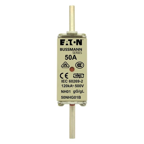 Fuse-link, LV, 50 A, AC 500 V, NH01, gL/gG, IEC, dual indicator, live gripping lugs image 12