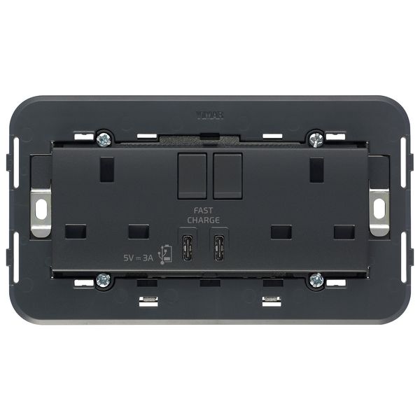 2 2P+E13ABS socket+switch+C/C-USB grey image 1
