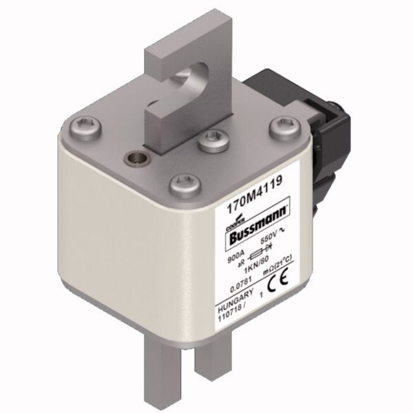 Fuse-link, high speed, 900 A, AC 550 V, DIN 1, 53 x 69 x 108 mm, aR, DIN, IEC, single indicator image 3