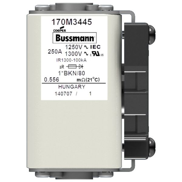 Fuse-link, high speed, 250 A, AC 1250 V, compact size 1, 45 x 59 x 81 mm, aR, IEC, UL, single indicator image 1