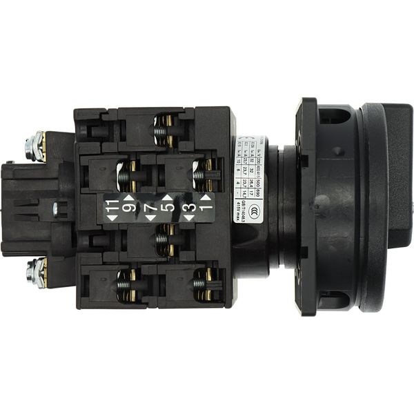Main switch, T3, 32 A, flush mounting, 3 contact unit(s), 3 pole, 2 N/O, 1 N/C, STOP function, With black rotary handle and locking ring, Lockable in image 17