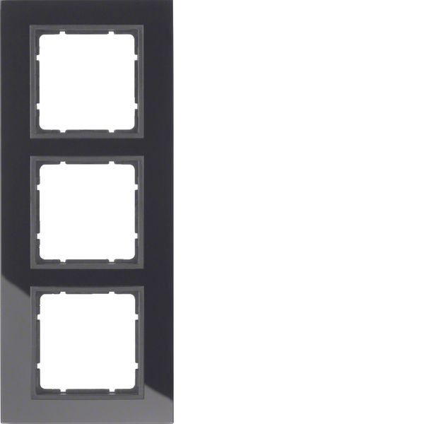 Glass frame 3gang, B.7, black/ant. matt image 1