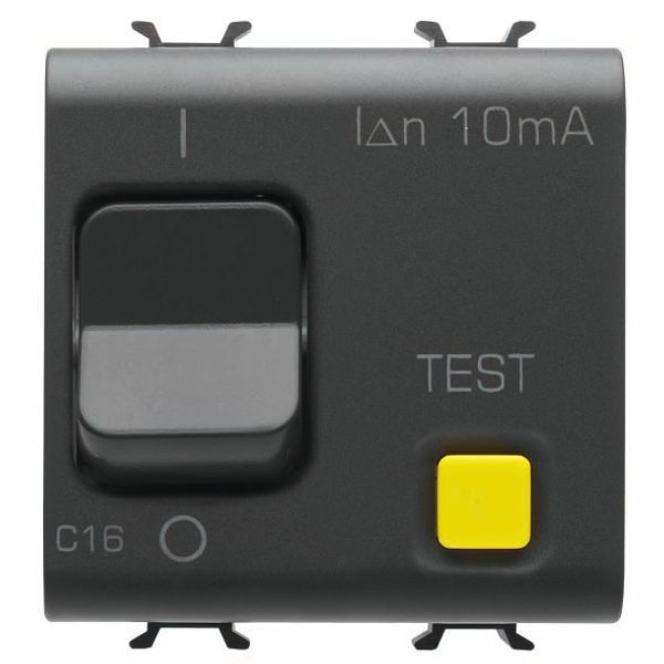 RESIDUAL CURRENT BREAKER WITH OVERCURRENT PROTECTION - C CHARACTERISTIC - CLASS A - 1P+N 16A 230Vac 10mA - 2 MODULES - SATIN BLACK - CHORUSMART image 2