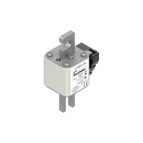 Fuse-link, high speed, 350 A, AC 690 V, compact size 1, 43 x 60 x 110 mm, aR, DIN, IEC, single indicator image 12