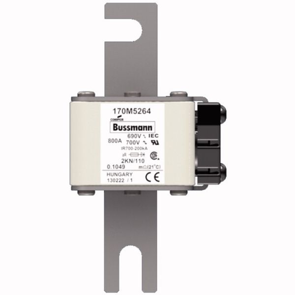 Fuse-link, high speed, 800 A, AC 690 V, DIN 2, 61 x 77 x 138 mm, aR, DIN, IEC, single indicator image 2