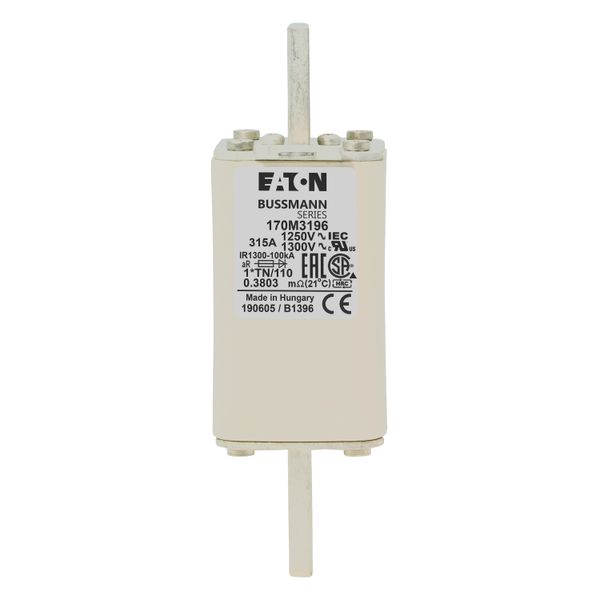 Fuse-link, high speed, 315 A, AC 1250 V, compact size 1, 45 x 58 x 138 mm, aR, DIN, IEC, type T indicator image 14