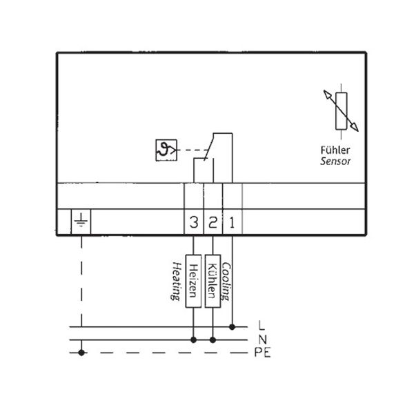 Wet room temperature controller, 0...40C, AC 230V, 1 changeover contact, 16 A, internal scale image 3