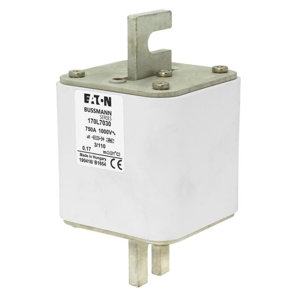 Fuse-link, high speed, 750 A, AC 1000 V, Size 3, 76 x 90 x 141 mm, aR, DIN, IEC, visual indicator image 5