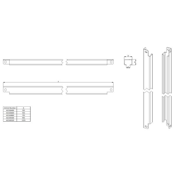 Cable fixing bars (pair) for 600 mm wide enclosures image 3