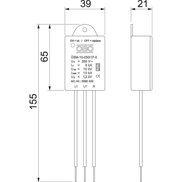 ÜSM-10-230I1P-0 Surge protective Modul for LED lights with 1 phase 230V image 2