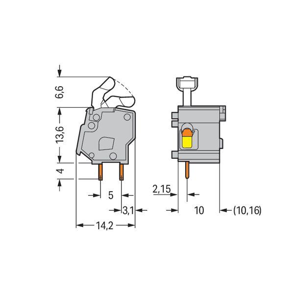 Stackable PCB terminal block push-button 2.5 mm² light gray image 5