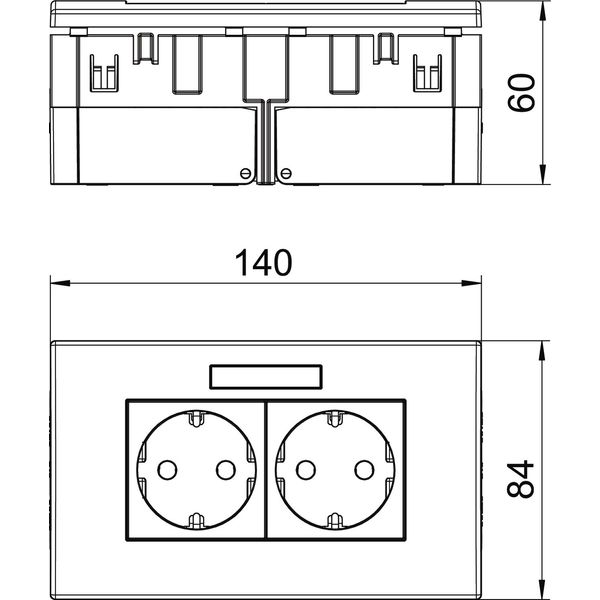 SDE-RW D0RT2B Socket unit for double Modul 45 84x140x59mm image 2