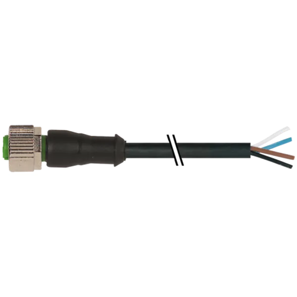 M12 female 0° A-cod. with cable PUR 4x0.34 bk UL/CSA 10m image 1