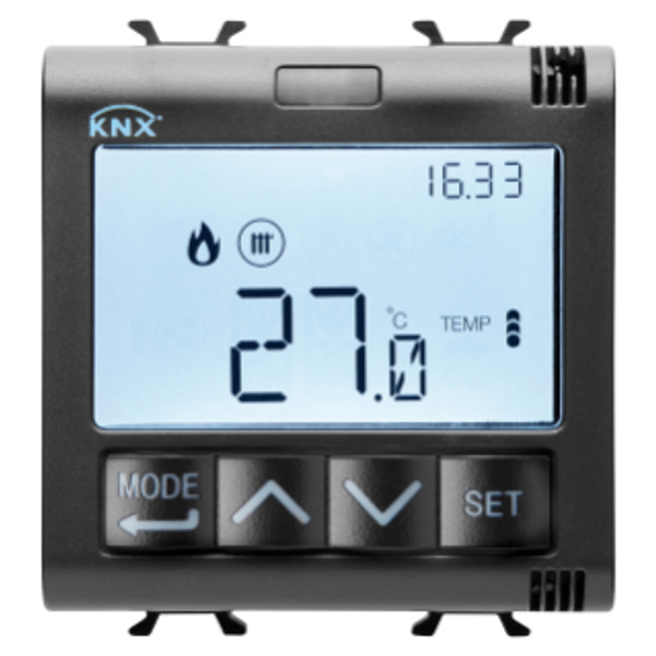 THERMOSTAT WITH HUMIDITY MANAGEMENT - KNX - 2 MODULES - BLACK - CHORUS image 1