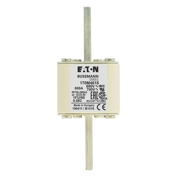 Fuse-link, high speed, 800 A, AC 690 V, size 1, 53 x 69 x 136 mm, aR, IEC, UL, no indicator, 90 mm centers image 12