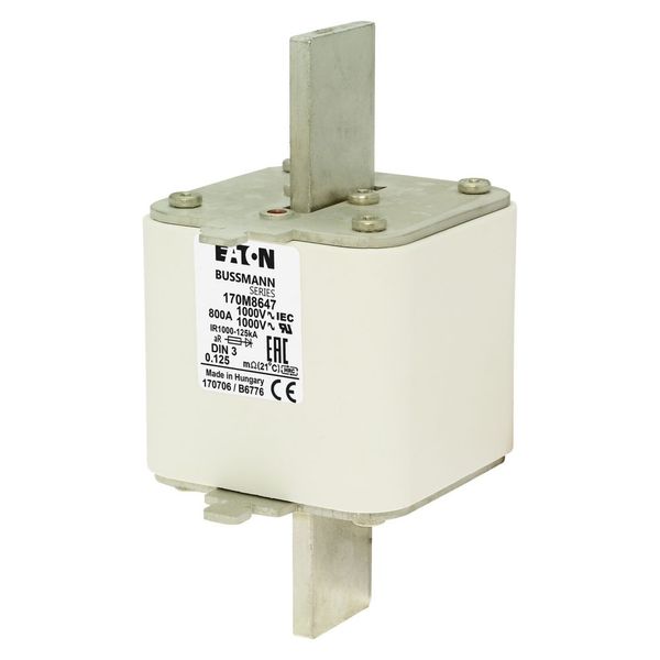 Fuse-link, high speed, 800 A, AC 1000 V, DIN 3, 90 x 75 x 150 mm, aR, DIN, IEC, single indicator image 5