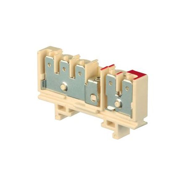 MODULAR TERMINAL BLOCKS, FEED-THROUGH, QUICK-CONNECT TERMINAL BLOCK, BEIGE, PRODUCT SPACING .354 IN [9 MM], 5 POSITION, QUICK CONNECT, DIN RAIL image 1