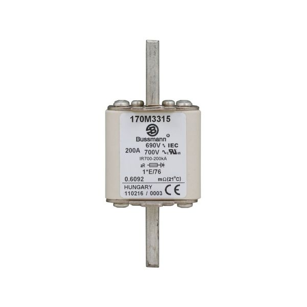 Fuse-link, high speed, 200 A, AC 690 V, compact size 1, 45 x 59 x 102 mm, aR, IEC, UL, visual indicator image 13