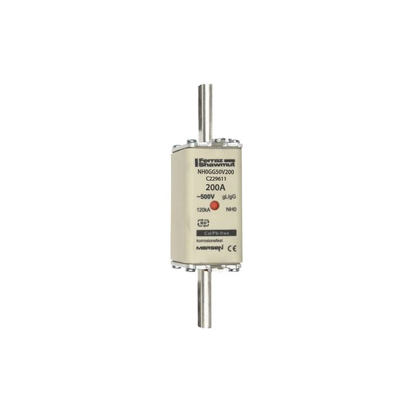 Fuse-link NH0 gG 500VAC 200A live tags Double indicator image 1