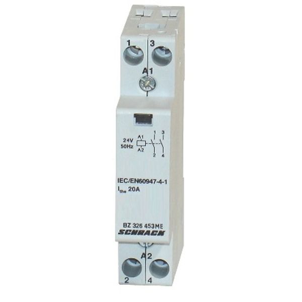 DIN Rail contactor 20A, 2 NO, 24VAC, 1MW, AMPARO image 1