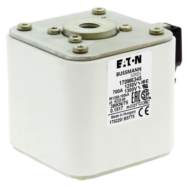 Fuse-link, high speed, 700 A, AC 1250 V, size 3, 76 x 92 x 76 mm, aR, IEC, UL, type K indicator, flush end, M12 image 12