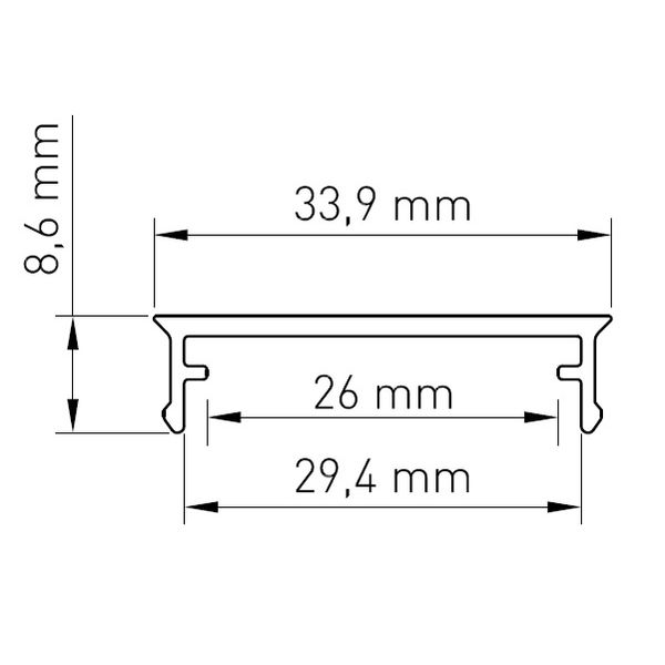PMMA cover CL flat Transp. L-2000mm W-35mm H-15mm image 2
