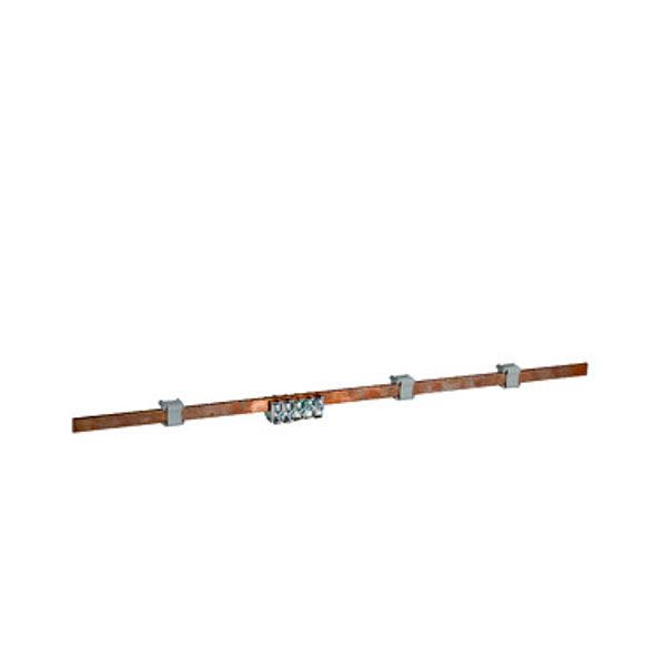 Equipotential earthing bar L=440 W=10 H=5mm, copper, packed image 1