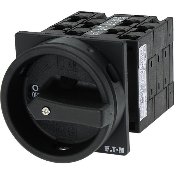 Main switch, T3, 32 A, flush mounting, 4 contact unit(s), 6 pole, 1 N/O, 1 N/C, STOP function, With black rotary handle and locking ring, Lockable in image 5