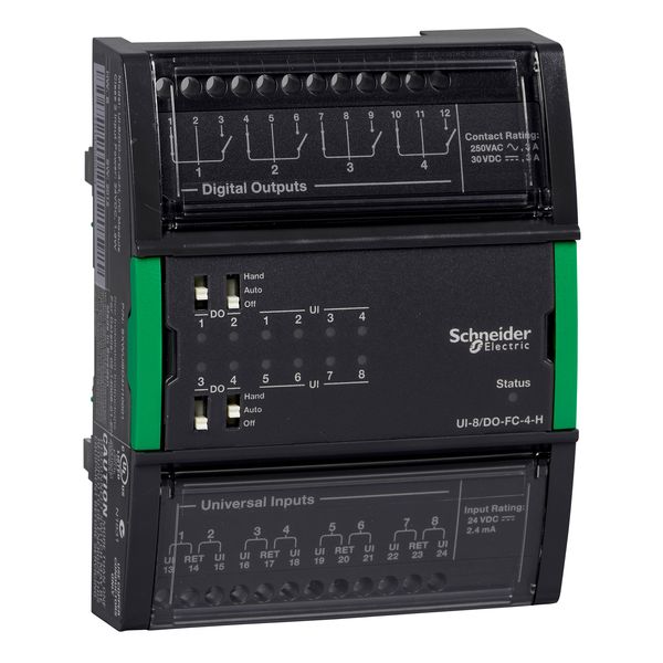 SpaceLogic Controller I/O module, 8 universal inputs, 4 analog voltage outputs image 1